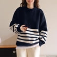 thumbnail image 2 of Women'S Sweaters, Turtleneck Sweaters for Women, Striped Long Tunic Pullover, Loose Knit Casual for Fall Winter, 2 of 8
