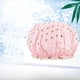 thumbnail image 3 of Gorro de ducha de doble capa engrosado, gorro para secar el cabello, gorro de ducha impermeable de poliéster y algodón bronceador para mujer, gorro de ducha para adultos de PEVA, gorro de ducha para, 3 of 6