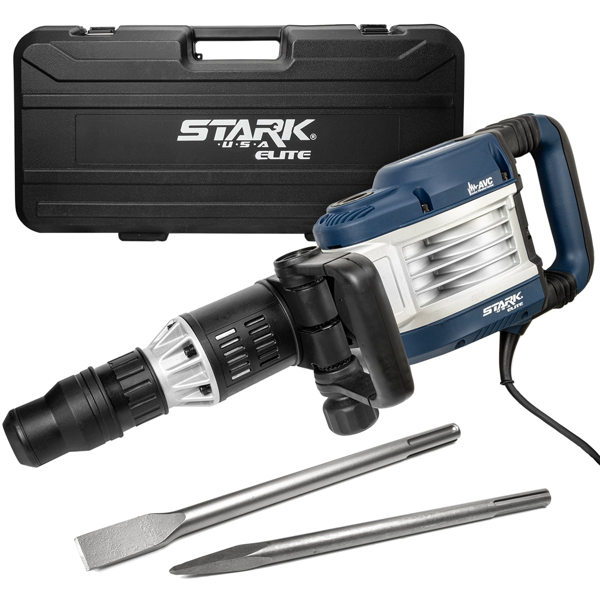 Stark USA Demolition Jack Hammer, 1200W Electric Jackhammer Heavy Duty, 2pc Chisels Bits Chipping With Case, 3100 BPM Concrete Breaker, 5/8" Hex Shank