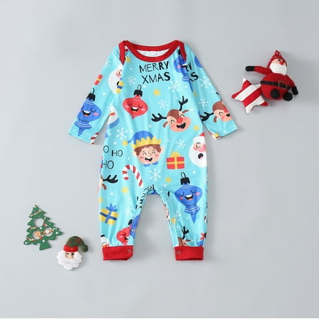 

Sleeve Romper Baby Clothes Prints Long Merry Jumpsuit Christmas Family