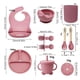 thumbnail image 2 of Babero de silicona para madres e hijos Plato de silicona para la cena Juego de ocho piezas Plato de succión para entrenamiento complementario de alimentos para bebés Juego de vajilla separada para, 2 of 5