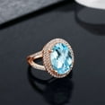 thumbnail image 5 of Gem Stone King 8.64 Ct Oval Checkerboard Sky Blue Topaz 18K Rose Gold Plated Silver Ring, 5 of 5