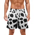 thumbnail image 2 of Wxolcjlv Cow Spot Print Mesh Shorts For Men Drawstring Elastic Waist Summer Surf Trunks, 2 of 3