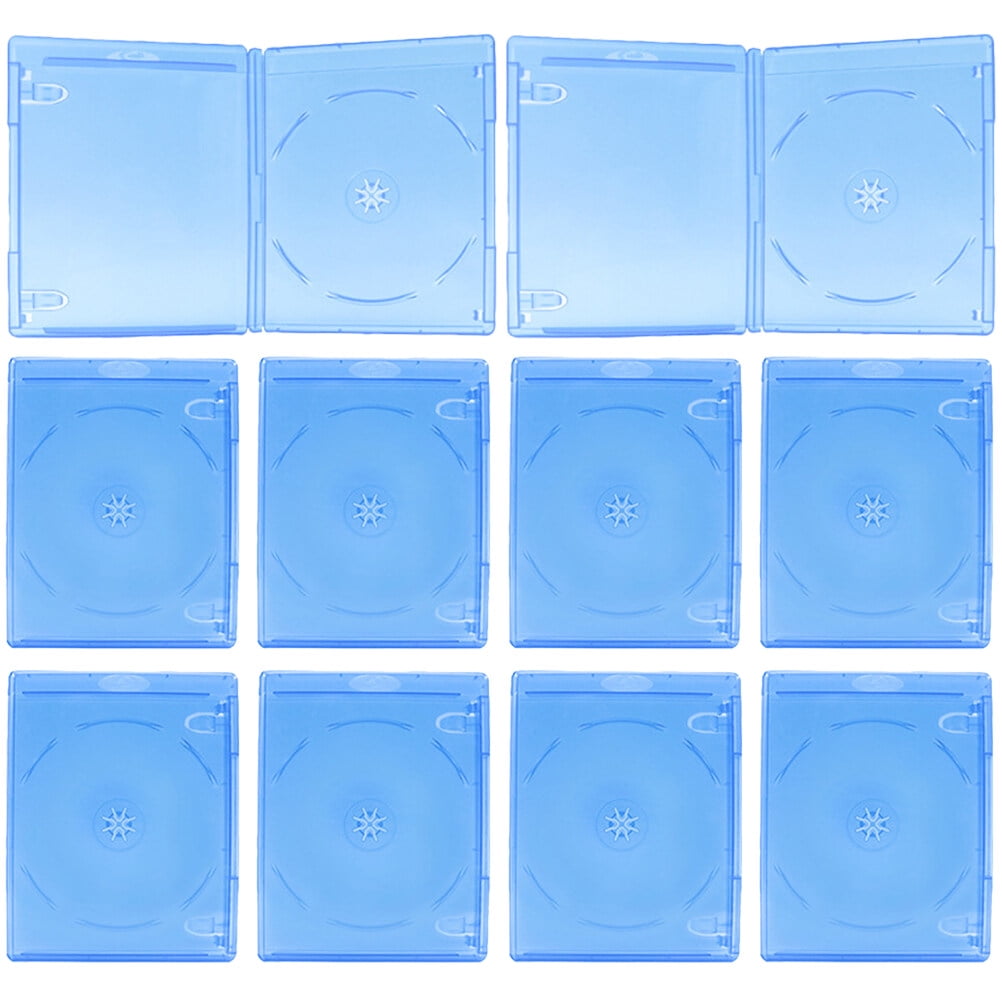 10pcs Single CD Jewel Cases DVD Cases Plastic DVD Holders CD Storage Cases Blue