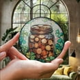 thumbnail image 2 of Stained Glass Suncatcher, Lucky Gold Coins & Clover Window Decor, St. Patrick’s Day Ornament, Irish Luck Charm, Fortune Gift for Home & Car, 2 of 5
