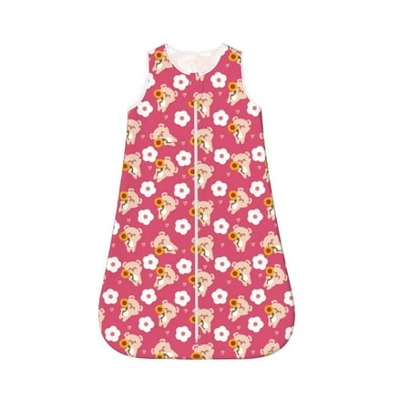 

Fotbe Piggy Sunflower Pattern Sleep Sack - Baby Wearable Blanket with Zipper Extra Soft Cotton Sleeveless Sleeping Bag for Infants-Large