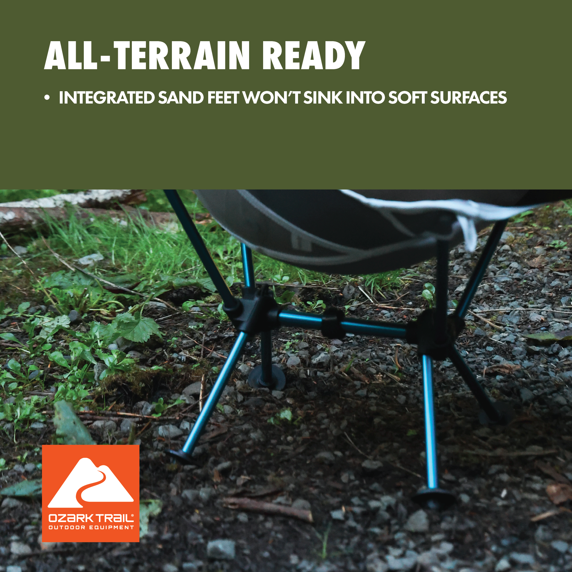 Silla de campamento ultraligera Ozark Trail con bolsa de transporte, marco turquesa mar 7