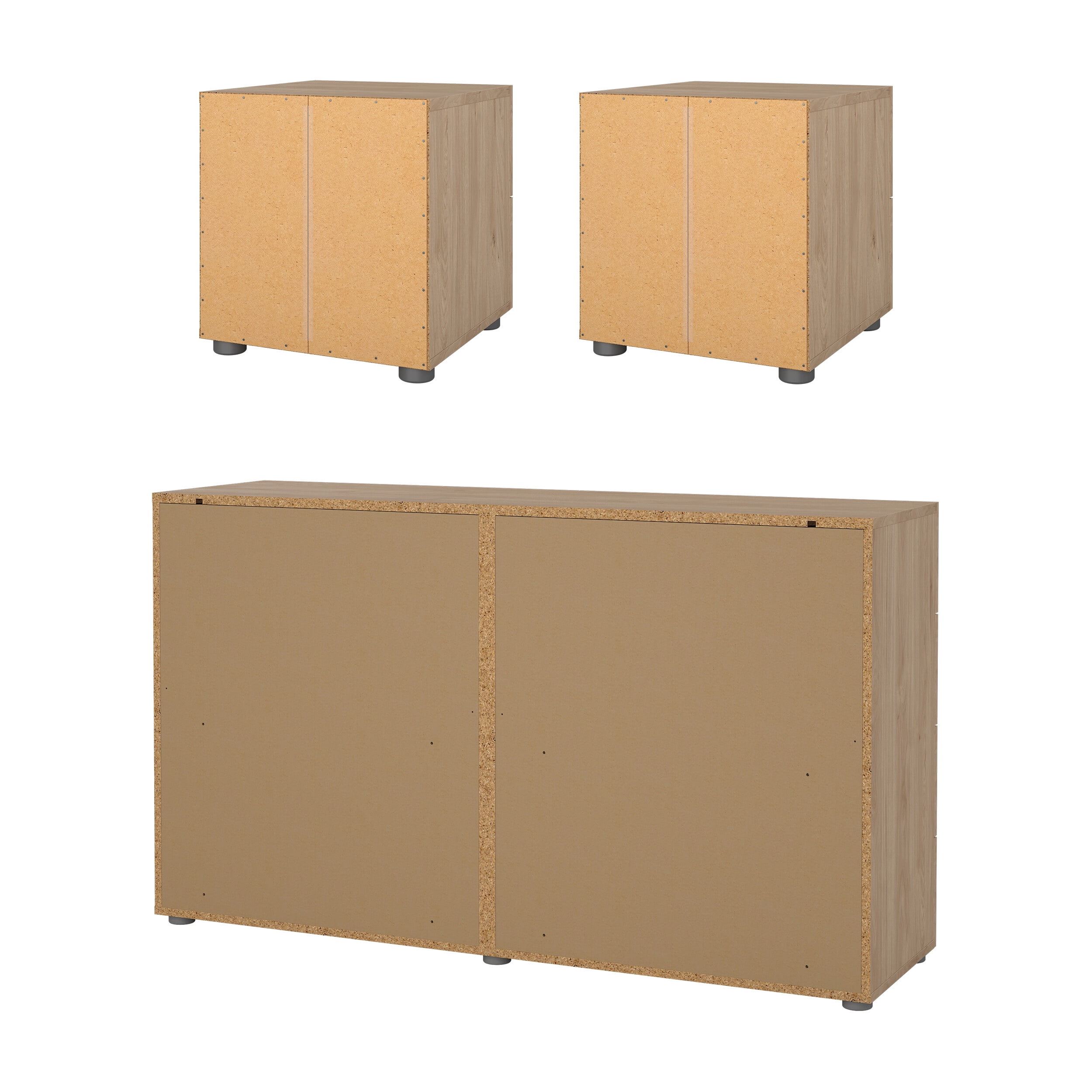 Tvilum Loft 3-Piece Bedroom Set with Dresser and Nightstands, Jackson Hickory