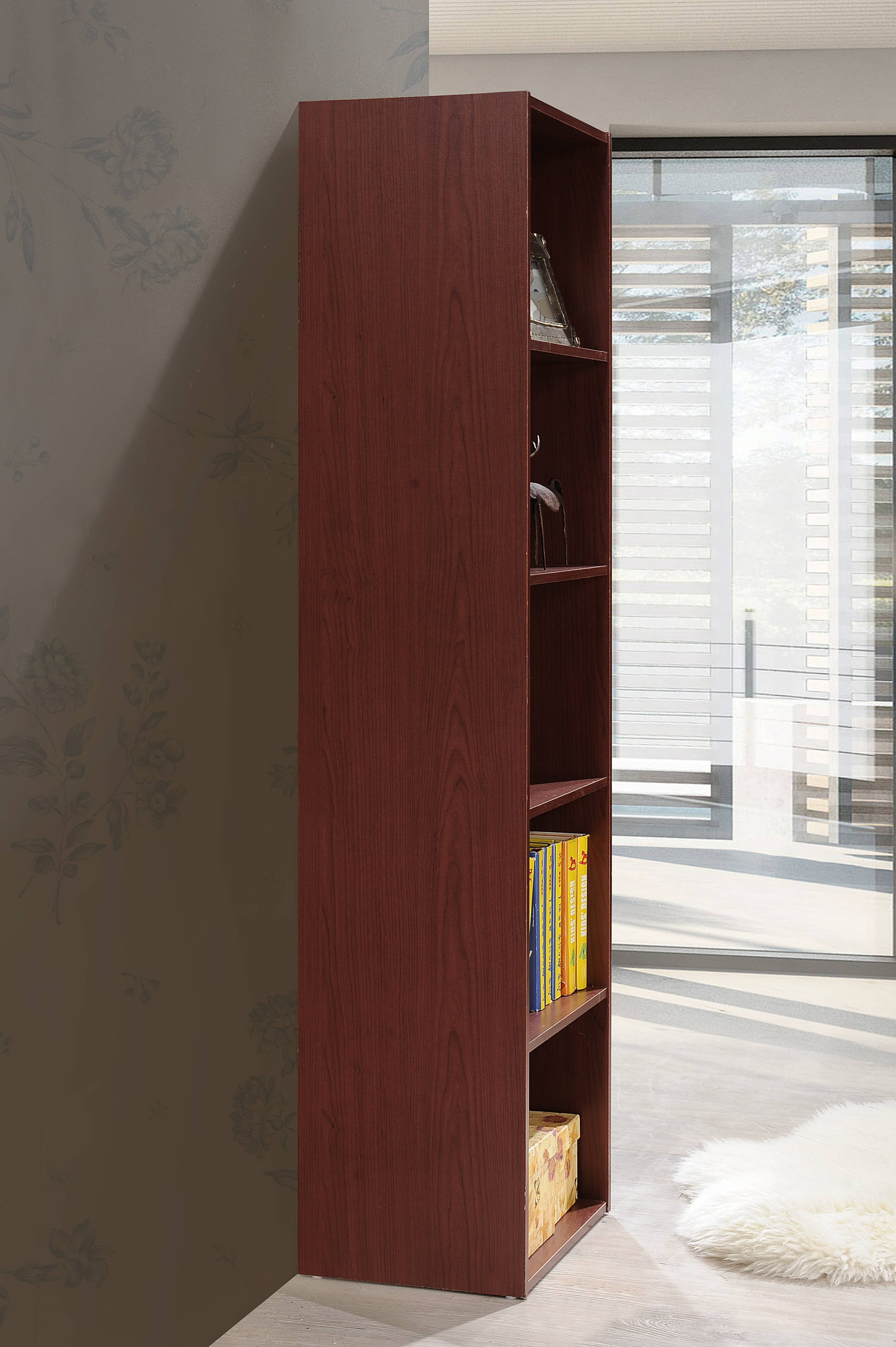 Hodedah 5-Shelf Bookcase, Mahogany