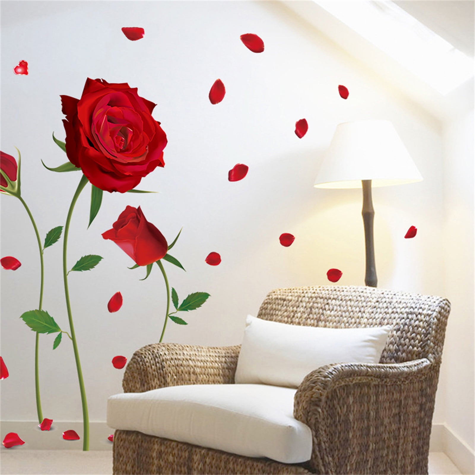 Cheers US Romantic Red Rose Flower Wall Stickers Can Remove The ...