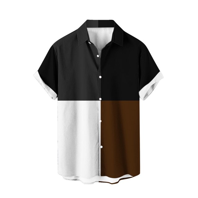 Chemise à Manches Courtes pour Hommes, Coupe Ample Grande Taille Imprimé Géométrique Chemise Décontractée, Col Rond Blouse Légère pour Printemps et Été