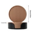 thumbnail image 3 of Round Silicone Coasters Set of 6 with Holder, Thick Non-Slip Heat Resistant Cup Mat for Cold and Hot Drinks, Tabletop Protector for Home and Office Brown, 3 of 3