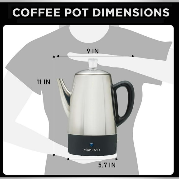 10 Cup Percolator Coffee Pot Electric - Stainless Steel Coffee Percolator with Keep Warm Function for Home or Office