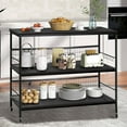 thumbnail image 3 of 40" Rolling Kitchen Cart Island with Wheels and Storage Shelves, Copedvic 3-Tier Kitchen Bakers Rack Microwave Cart Oven Stand with 10 Hooks, Black, 3 of 9
