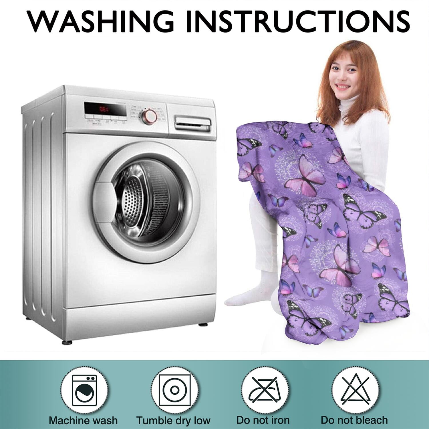 Purple Butterfly Pattern Wearable Oversized Blanket,Wearable Blanket Hoodie for Adults,Cozy Hooded Blankets with Super Pockets,Super Warm Fuzzy Pullover for Women & Men