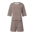 thumbnail image 4 of CAIVO Women Soft And Breathable Pajama Comfortable Sleepwear With Stylish Striped Design Loose Fit Shorts Two Piece Tops With Bottoms Breathable Homewear, 4 of 4