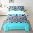thumbnail image 2 of Erosebridal Southwestern Bedding Set Geometric Comforter Set With Sheets7 piece Tribal Bed in a Bag King Size American Design Blue Bed Set with Comforter,Sheets,Pillowcases, 2 of 5