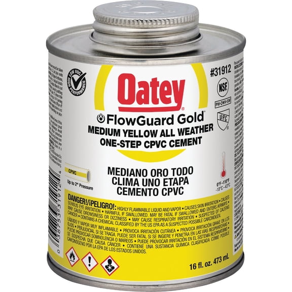 Oatey Pipe Cement - Yellow, 16 fl oz
