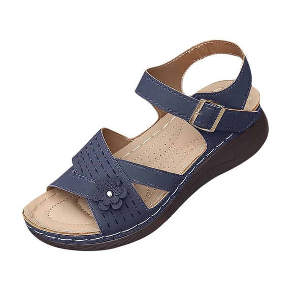 PEONAVET Women's Arch Support Sandals, Comfortable Walking Sandals, Summer Lightweight Flat shoes for Indoor Outdoor