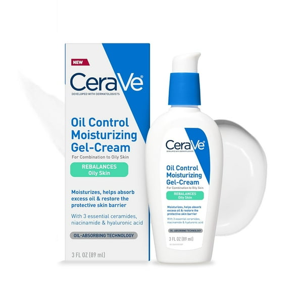 Oil Control Moisturizing Gel-Cream, Face Moisturizer for Oily Skin, Niacinamide, Hyaluronic Acid & Oil Absorbing Technology To Rebalance Oily Skin, Non-Comedogenic, Fragrance Free & Oil-Free