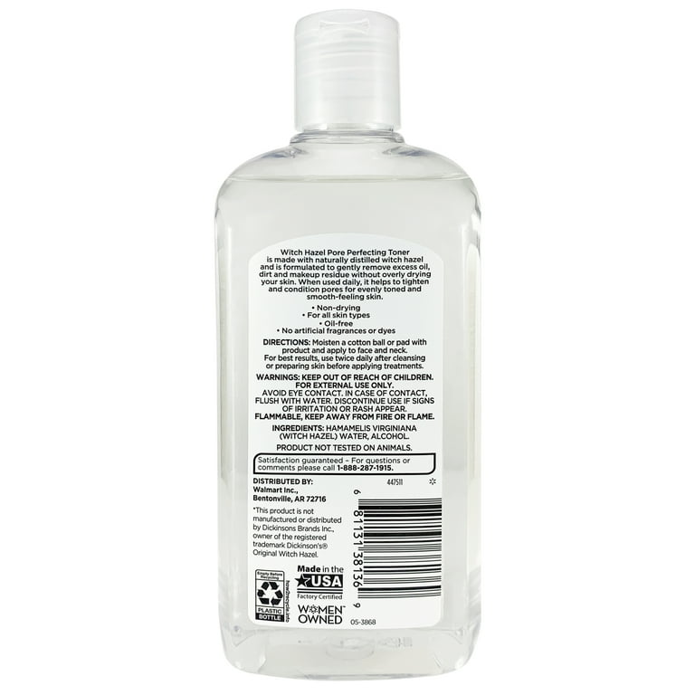 Equate Witch Hazel Pore Perfect Toner, All Skin Types, 16 fl oz