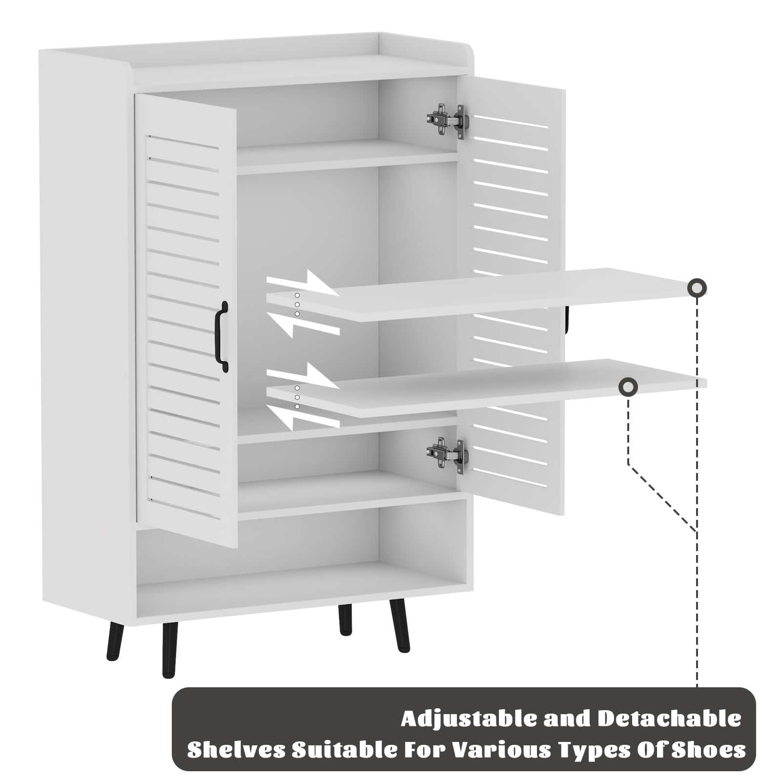 Bel Ark Modern Shoe Cabinet, 7-Tier Adjustable Shelves, Holds 30 Pairs, White