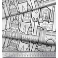 thumbnail image 3 of Soimoi Black Georgette Viscose Fabric Street Light & Monuments Architectural Fabric Prints By Yard 42 Inch Wide, 3 of 3