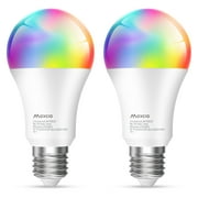 Maxcio Smart Light Bulb, WiFi & Bluetooth Smart Bulbs Work with Alexa & Google Home, A19 E26 RGBCW Dimmable Color Changing Music Sync, 2 Pack