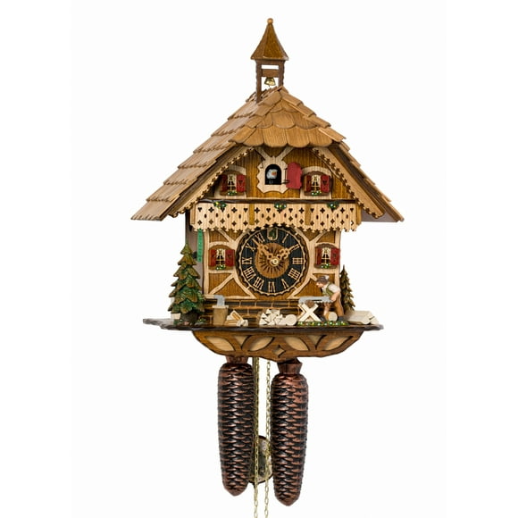 Horloge Coucou Maison Forêt Noire avec Scieuse en Bois Mobile