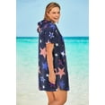 thumbnail image 3 of Swim 365 Women's Plus Size Terry Longer-Length Hooded Zip-Front Swim Cover-Up, 3 of 6