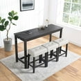 Aukfa Wood Kitchen Table Set,Dining Table Set of 4 with 3 Stools and ...