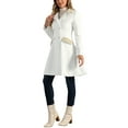thumbnail image 4 of INSPIRE CHIC Women' Winter Overcoat Single Breasted Button Velvet Contrast Collar Pea Coat XS Cream White, 4 of 5