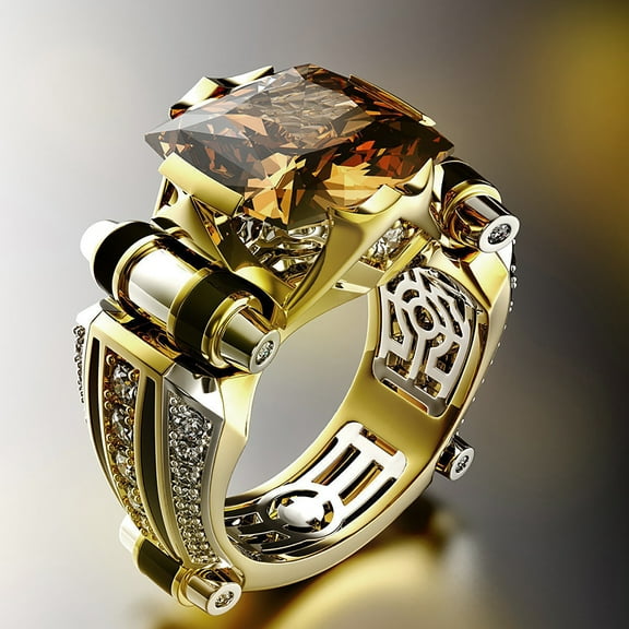 Soumake Mens Ring Vintage Jewelry Gift Copper Rhinestone Inlaid Carved Finger Ring For Daily Life Fashion