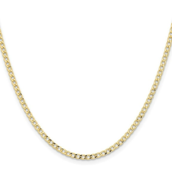 Diamond2Deal 14K Yellow Gold 2.85mm Semi-Solid Curb Chain Necklace for Men 24"