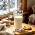 thumbnail image 5 of Clear Glass Water Cup With Handle, Lid and Straw, Lead-Free Thick Glass Coffee and Beverage Tumbler for Hot or Cold Drinks at Home or Office, 5 of 6