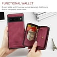 thumbnail image 3 of Nalacover Zipper Wallet Case for Google Pixel 7, Soft Silicone Shockproof PU Leather Detachable Card Slots Holder Cash Pocket Slim Cover with Kickstand Magnetic Lens Protective Case,Red, 3 of 7