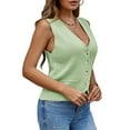 thumbnail image 4 of Sleeveless Sweater Women's Fashion Casual Loose Spring Summer Waistcoat V Neck Button Knit Vest, 4 of 6