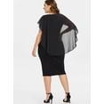 thumbnail image 3 of AURA Women's Plus Size Chiffon Ruffle Flattering Cape Sleeve Bodycon Pencil Dress, 3 of 4