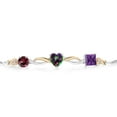 thumbnail image 2 of Gem Stone King Keren Hanan 2.20 Ct Red Rhodolite Garnet Green Mystic Topaz 925 Silver and 10K Yellow Gold Lab Grown Diamond Bracelet for Women, 2 of 5