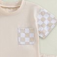 thumbnail image 4 of Toddler Boy Summer Clothes Color Blocking Plaid Set Stretch Shorts Boy Summer Set Baby Boy Outfits Kaprioy Toddler Boy Suit, 4 of 6