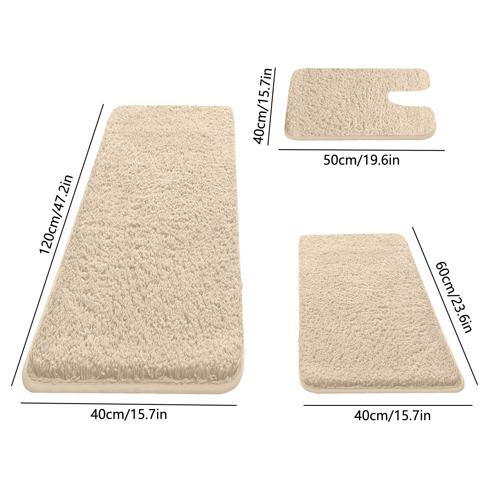 47 Inch Extra Large 3-Piece Memory Foam Bathroom Rug Set, Ultra Soft Water Absorbent Non-Slip Bath Mat, Washable Bathroom Floor Mats for Bathroom, Shower, Tub, Laundry Room and Vanity Area