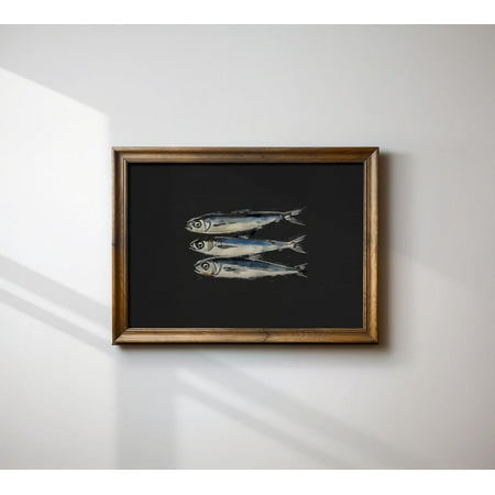 Moody Sardines Art Print, Cottagecore Coastal Farmhouse Wall Art Poster Decor, Unframed Poster Size 8x12