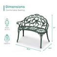 thumbnail image 4 of Canddidliike Outdoor Cast Aluminum Patio Bench, Porch Bench Chair with Curved Legs Rose Pattern, Antique Green, 4 of 7