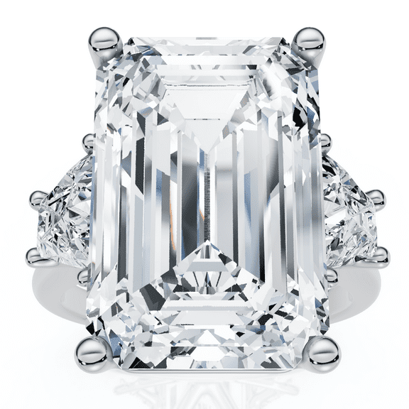 Pompeii Certified 11.90Ct Emerald Diamond Engagement Ring 14k Gold Lab Grown (F/G,VS1-VS2)