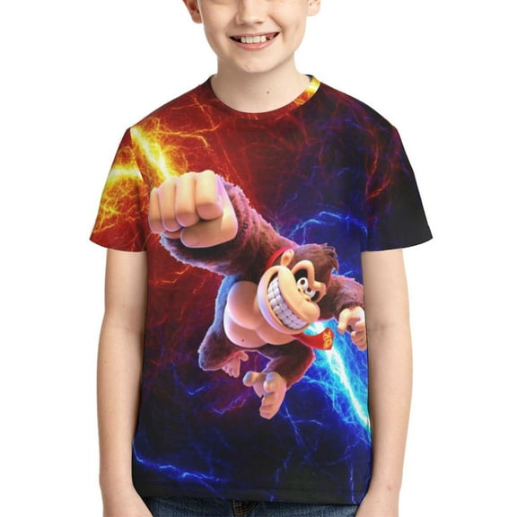 Donkey Kong Boys Girls T Shirt Kids Short Sleeve Crewneck 3d Printed Graphic Shirts For Kids Youth X-Small