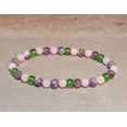 thumbnail image 2 of Natural Moldavite, Rose Quartz  Amethyst 4mm Stretch Bracelet., 2 of 8
