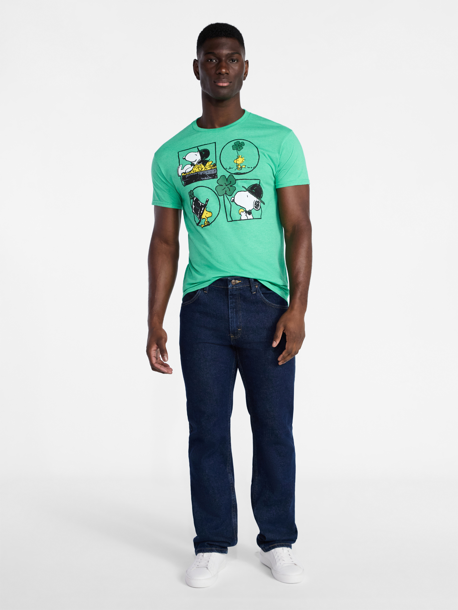 Peanuts Snoopy Men's and Big Men's Four Square Saint Patrick's Day Graphic Tee, Sizes S-3XL