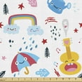 thumbnail image 1 of Cartoon Upholstery Fabric by the Yard, Colorful Fun Elements in a Hand Drawn Like Layout Fantasy World Graphics, Decorative Fabric for DIY and Home Accents, Ivory and Multicolor by Ambesonne, 1 of 5