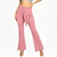 thumbnail image 7 of Flared Culottes Pants For Women Wrap Tie Front Elastic Waist Bootcut Trouser Summer Casual Yoga Workout Running Bell Bottoms, 7 of 7