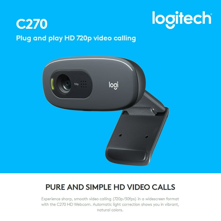 Logitech C270 HD Webcam 720P Video Webcam 720P Optical Micophone